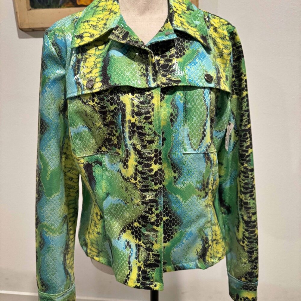 Nwt‎ Renfrew Sz M Multi Color Sheen Poly Spandex Lt Weight Jacket - Picture 2 of 11
